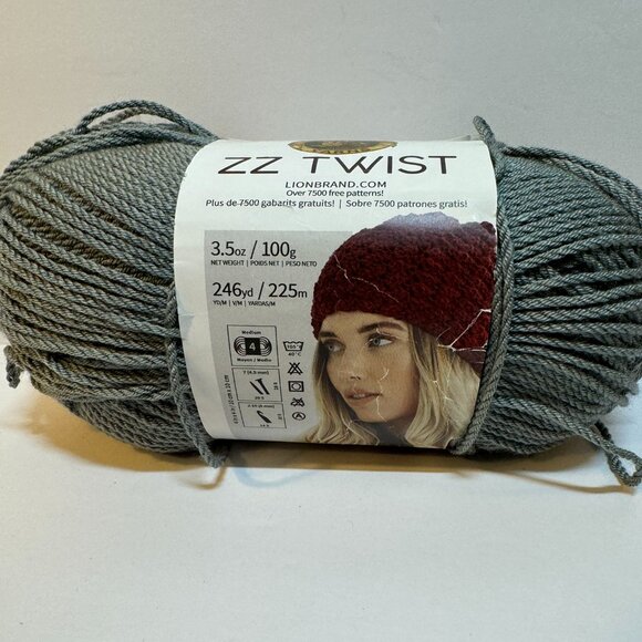 1 Skein Lion Brand ZZ Twist Yarn - Grey - Picture 4 of 5